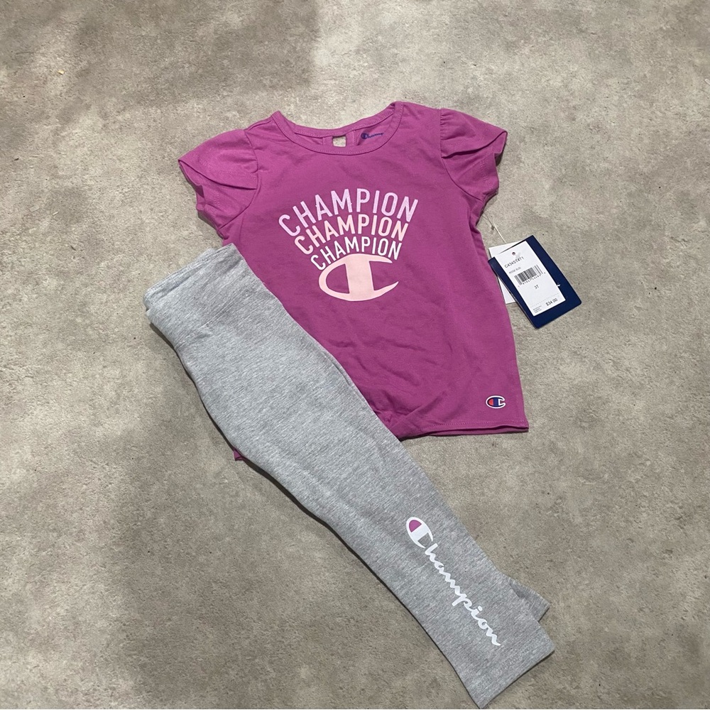 Champion Kids' Pink Tee and matching leggings set sz 3t New